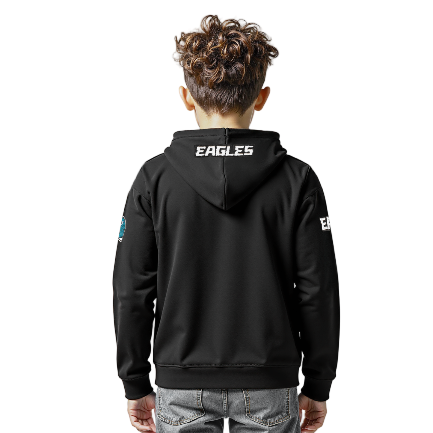 NFL PHILADELPHIA EAGLES CLASSIC LITTLE BOYS FLEECE PULLOVER HOODIE (BLACK)