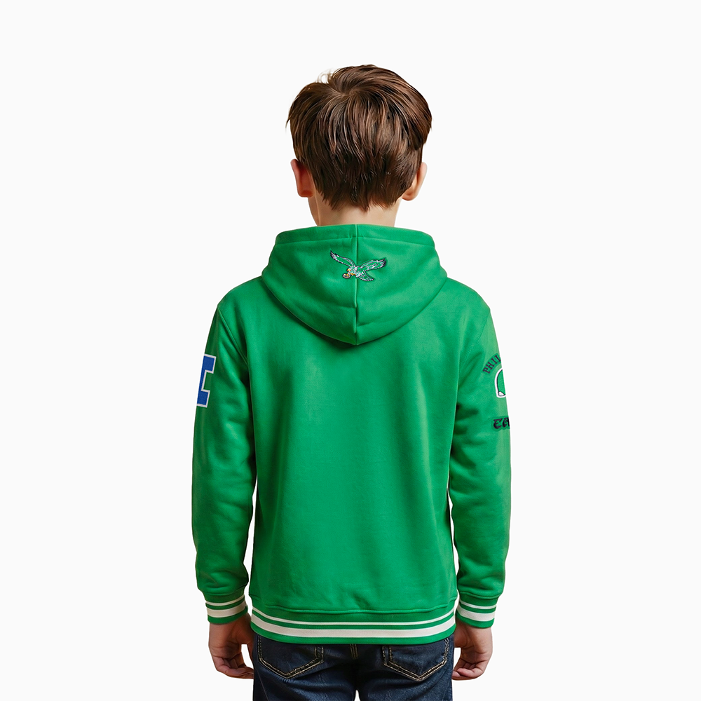 NFL PHILADELPHIA EAGLES RETRO CLASSICS LITTLE BOY'S RIB FLEECE PO HOODIE (KELLY GREEN)