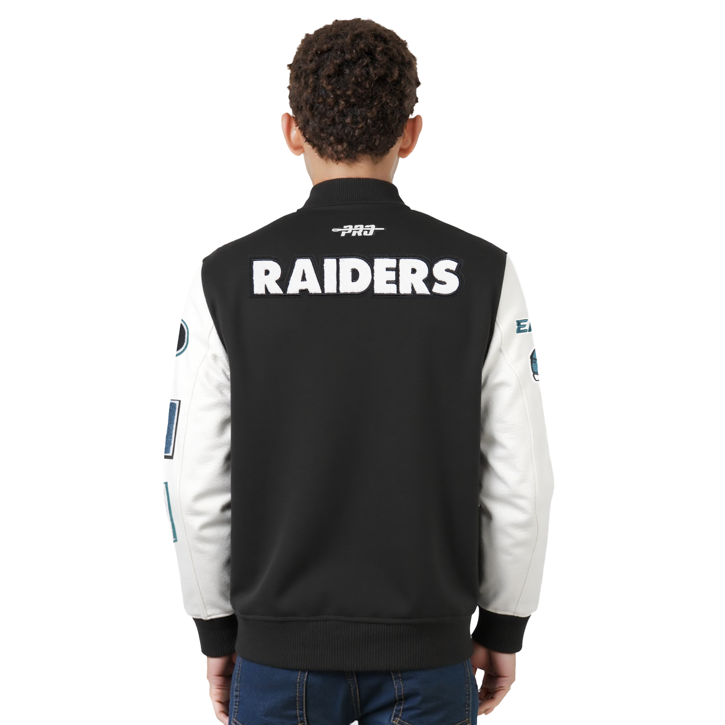 NFL PHILADELPHIA EAGLES CLASSIC LITTLE BOYS WOOL VARSITY JACKET (BLACK/WHITE)