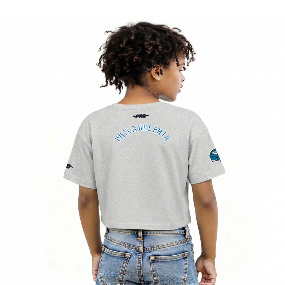 NFL PHILADELPHIA EAGLES CLASSIC LITTLE GIRL'S SS BOXY TEE (HEATHER GREY)