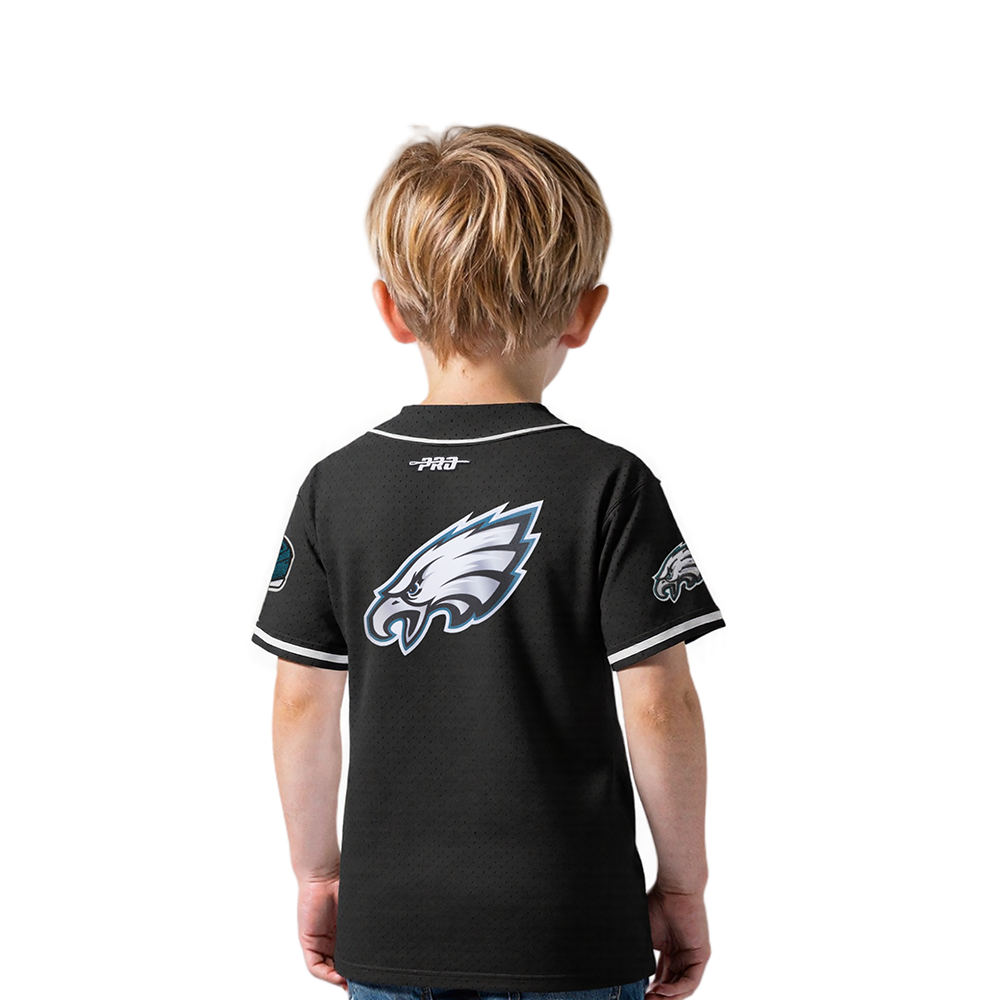 NFL PHILADELPHIA EAGLES CLASSIC TODDLER BOYS MESH BUTTON DOWN SHIRT (BLACK)