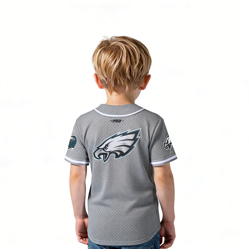 NFL PHILADELPHIA EAGLES CLASSIC TODDLER BOY'S MESH BUTTON DOWN SHIRT (GRAY)