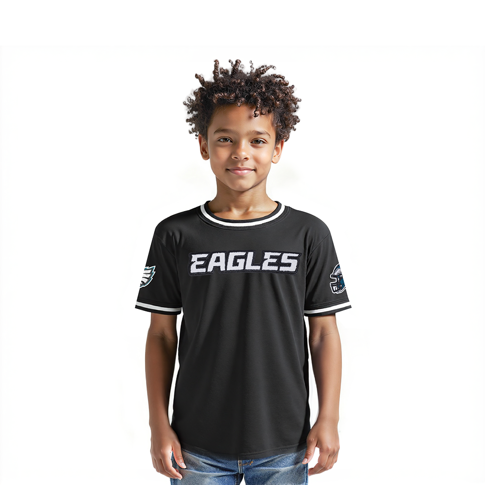 NFL PHILADELPHIA EAGLES CLASSIC TODDLER BOYS SHORT SLEEVE STRIPED RIB TEE (BLACK)