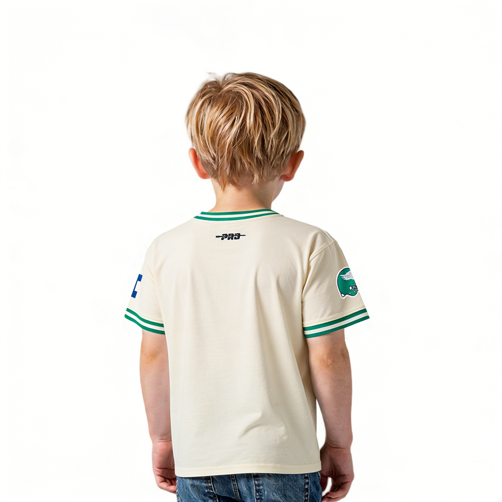 NFL PHILADELPHIA EAGLES RETRO CLASSIC TODDLER BOY'S SS STRIPED RIB TEE (EGGSHELL/ KELLY GREEN)