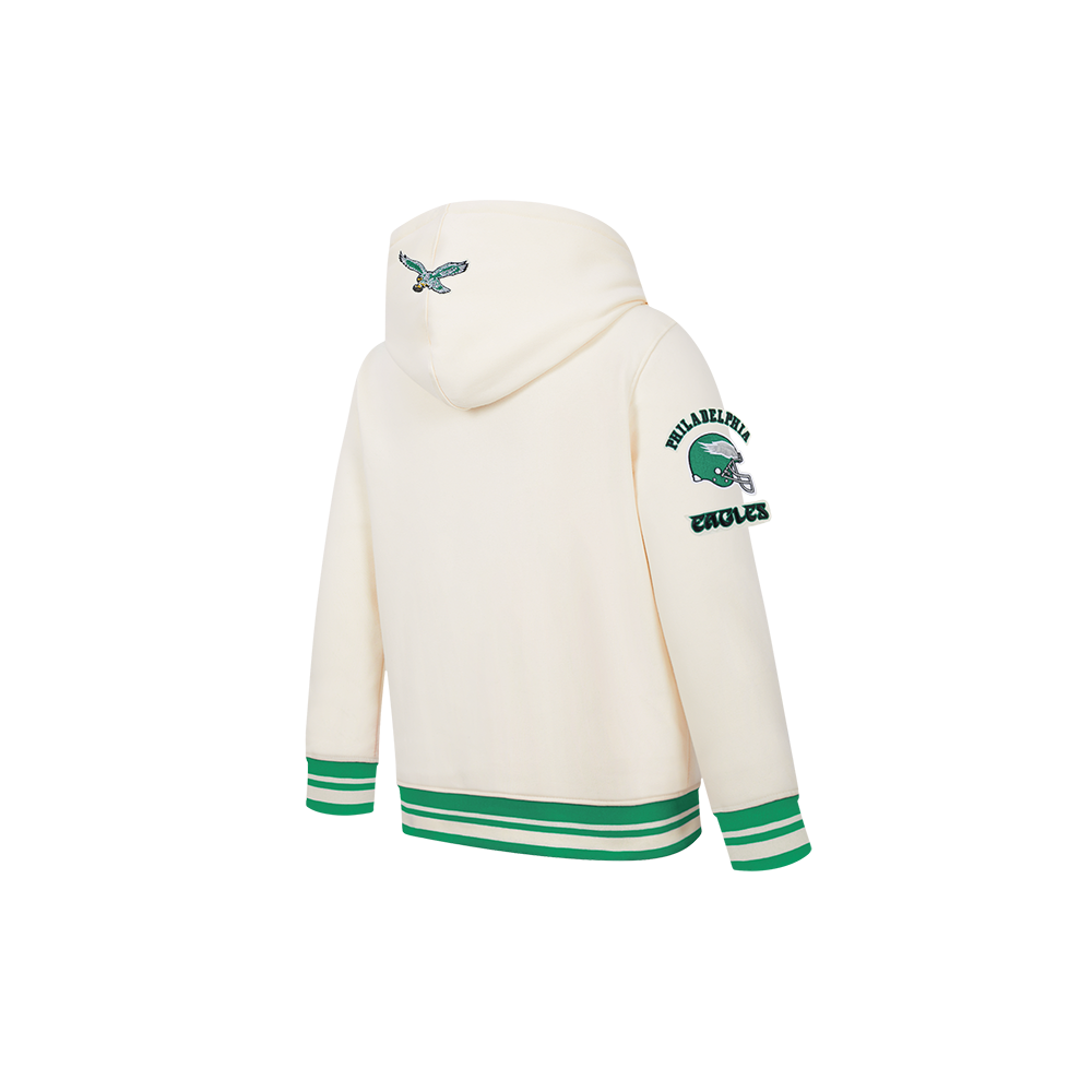 NFL PHILADELPHIA EAGLES RETRO CLASSICS TODDLER BOY'S RIB FLEECE PO HOODIE (EGGSHELL/ KELLY GREEN)