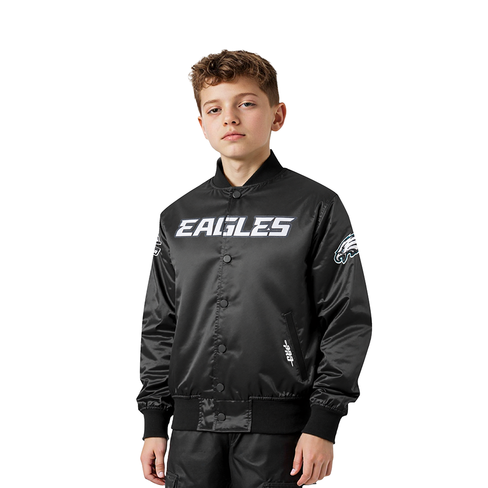 NFL PHILADELPHIA EAGLES CLASSIC TODDLER BOYS SATIN JACKET (BLACK)