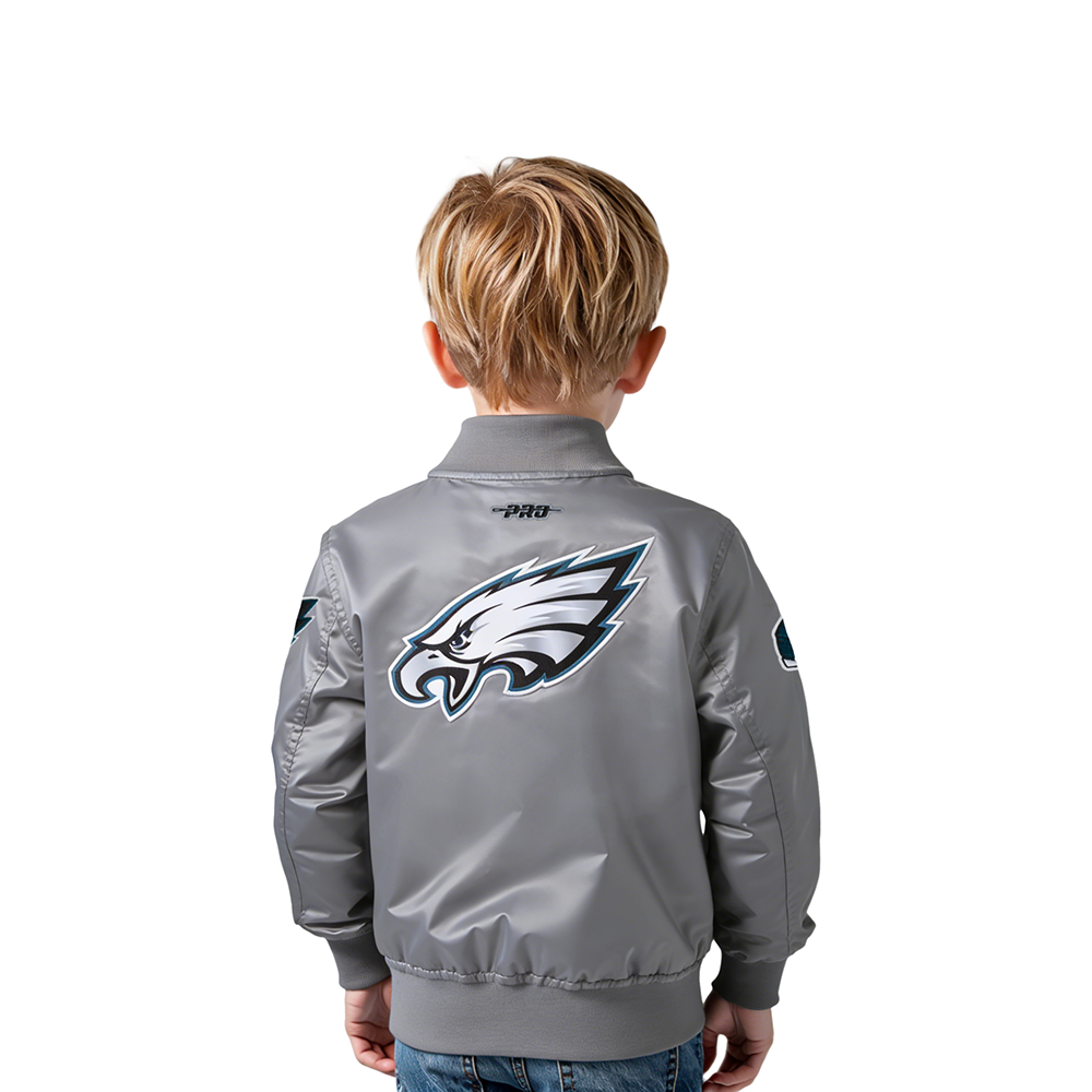 NFL PHILADELPHIA EAGLES CLASSIC TODDLER BOY'S SATIN JACKET (GRAY)