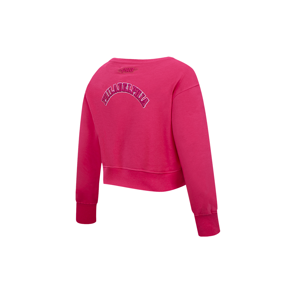 NFL PHILADELPHIA EAGLES CLASSIC TRIPLE PINK TODDLER GIRL'S FLEECE CREWNECK (BEETROOT PURPLE)