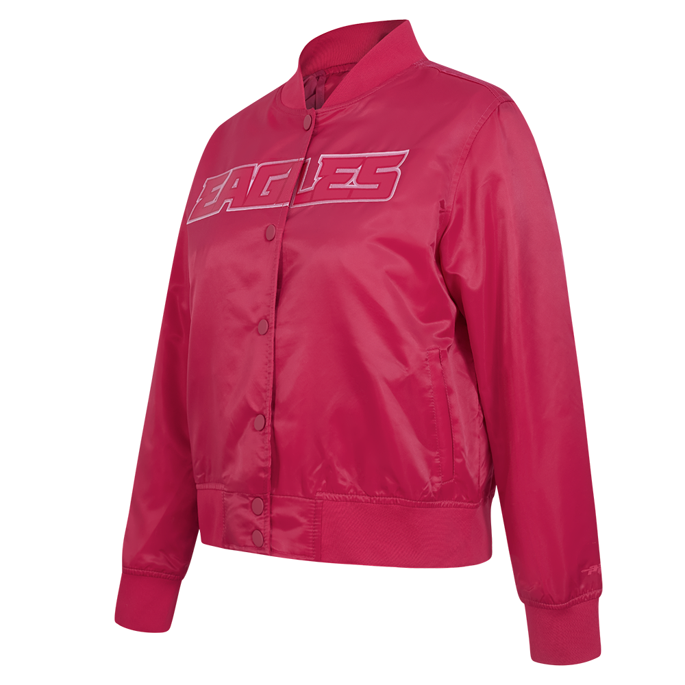 NFL PHILADELPHIA EAGLES TRIPLE PINK WOMEN'S SATIN JACKET (BEETROOT PURPLE)