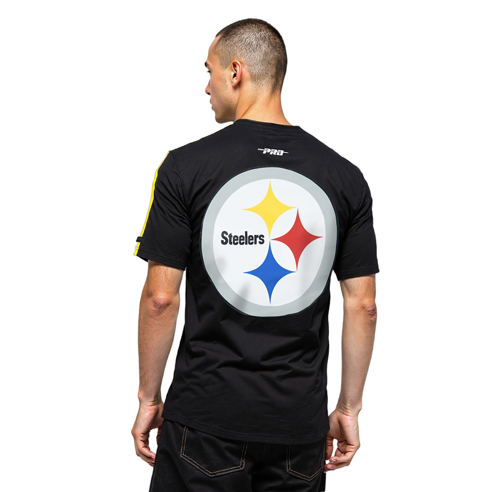 NFL PITTSBURGH STEELERS CLASSIC MESH STRIPED MEN'S TEE (BLACK/YELLOW)