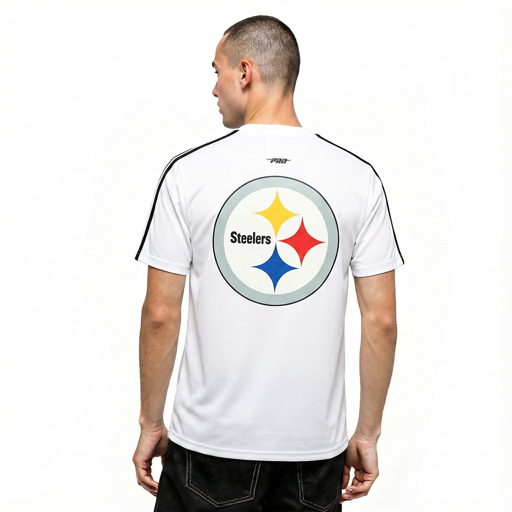 NFL PITTSBURGH STEELERS CLASSIC MESH SJ STRIPED TEE (WHITE/BLACK)