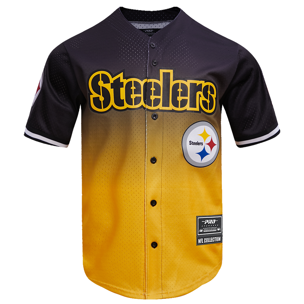 NFL PITTSBURGH STEELERS TEAM MEN S MESH BUTTON DOWN JERSEY BLACK YELL Pro Standard