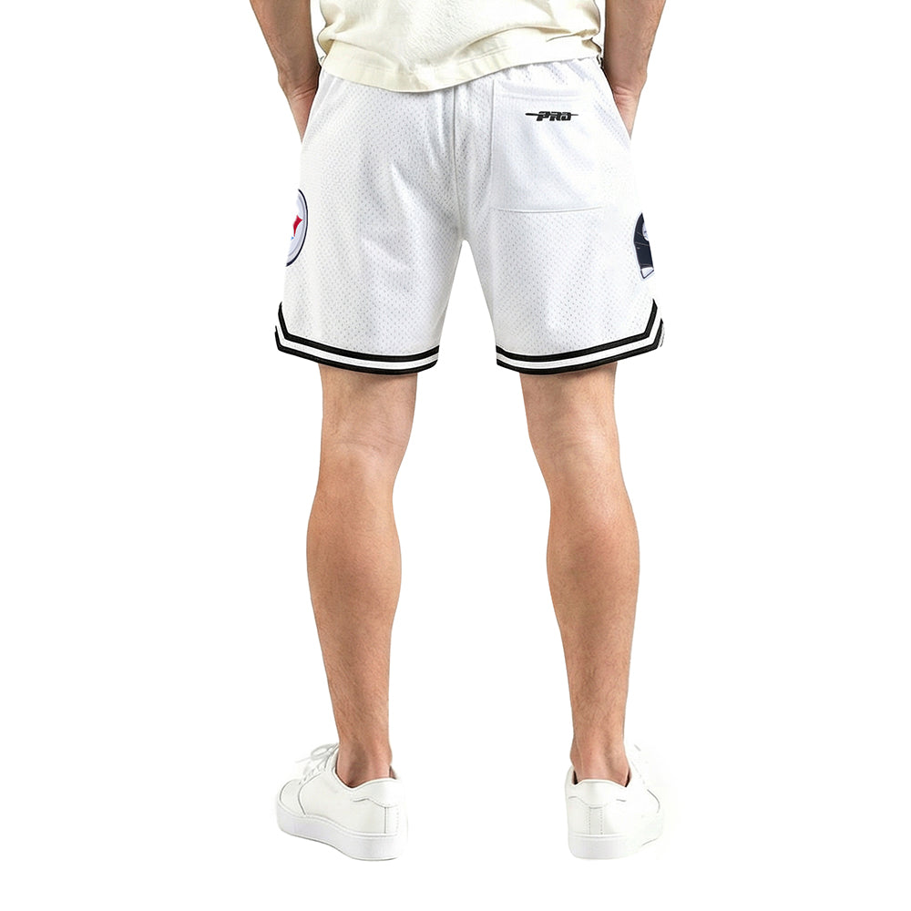 NFL PITTSBURGH STEELERS MESH MEN'S SHORT (WHITE/BLACK/WHITE)