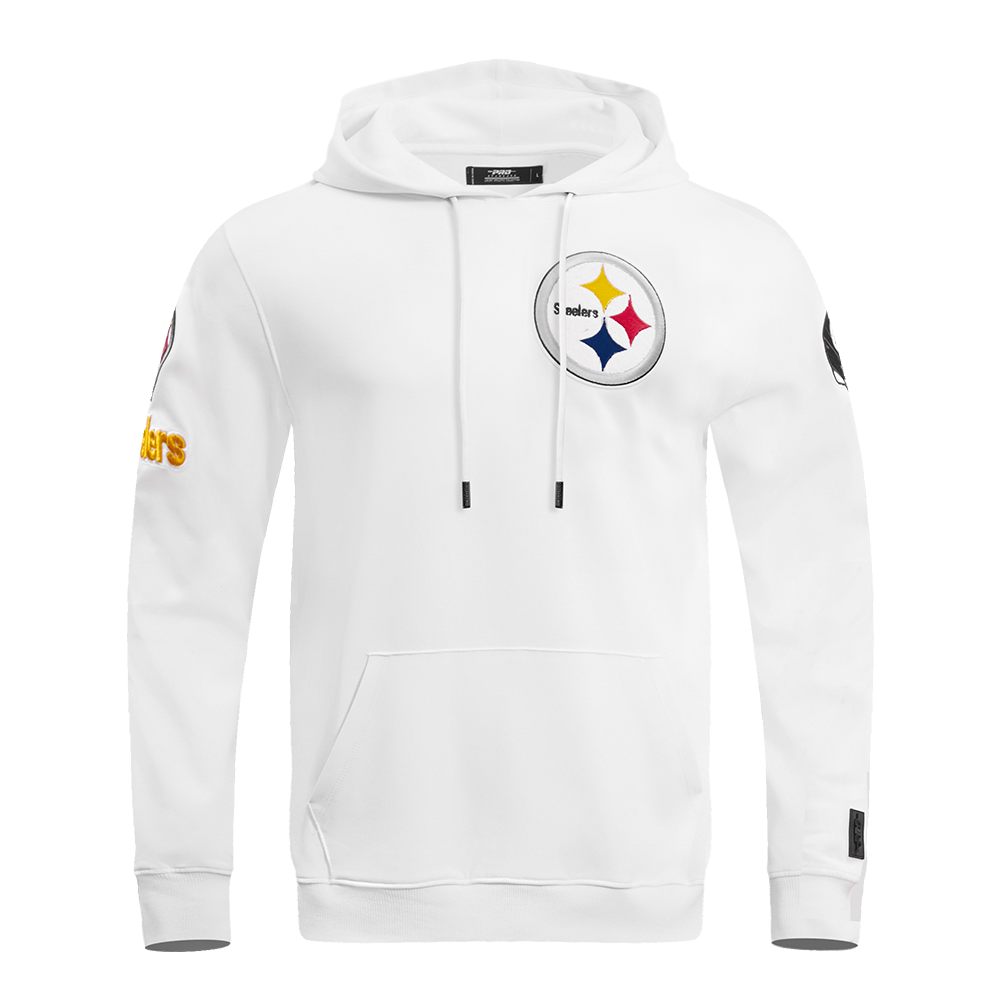 NFL PITTSBURGH STEELERS CLASSIC CHENILLE MEN S DK PO HOODIE WHITE Pro Standard