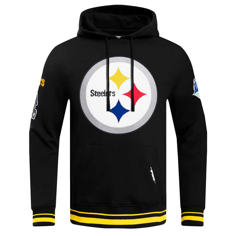 NFL PITTSBURGH STEELERS MASHUP MEN S RIB PO HOODIE BLACK YELLOW