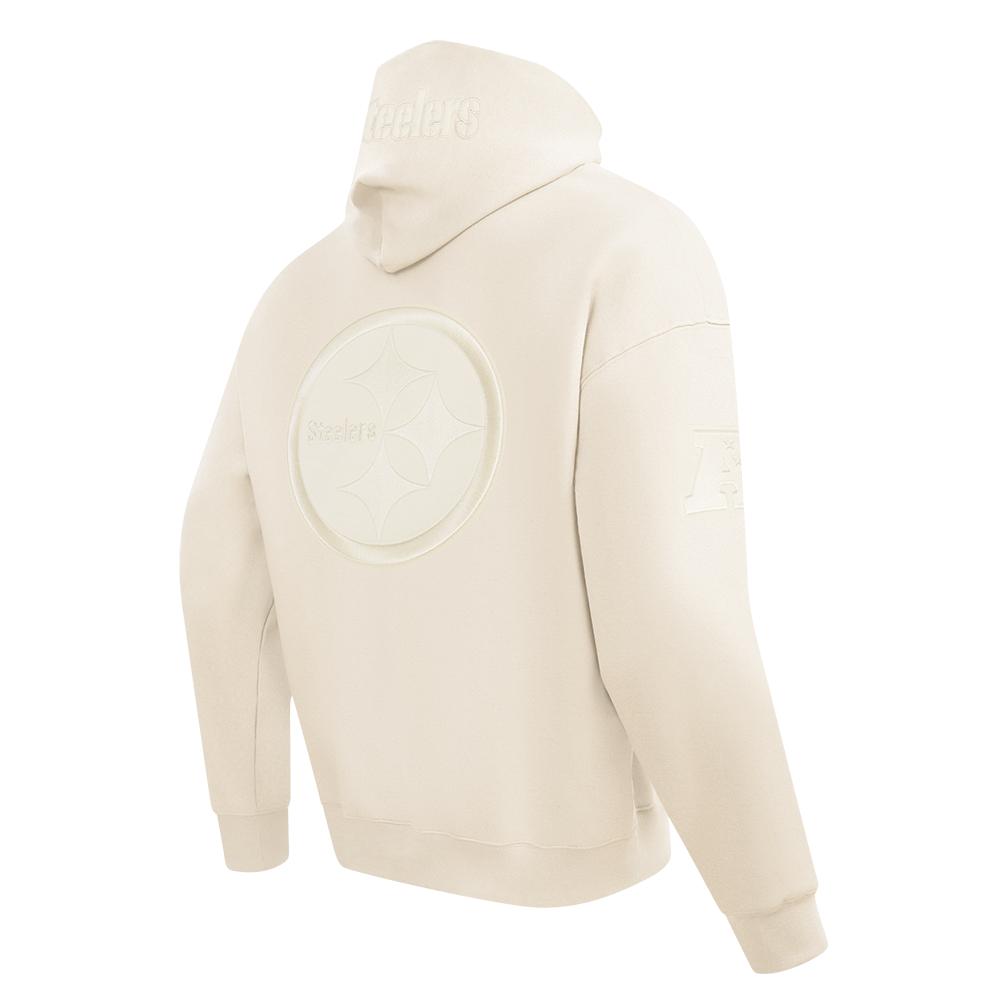 NFL PITTSBURGH STEELERS T.J. WATT #90 NEUTRAL MEN'S DROP SHOULDER FLC PO HOODIE (EGGSHELL)