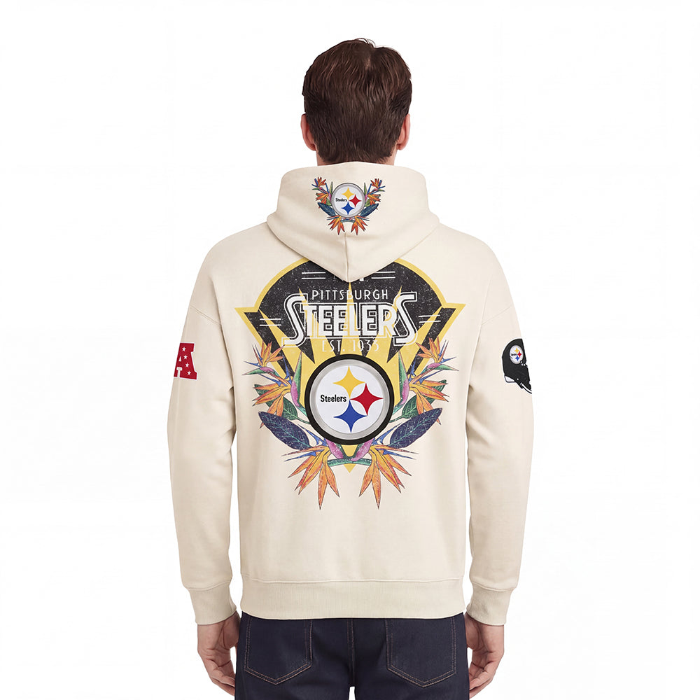 NFL PITTSBURGH STEELERS PARADISE MEN'S PULL OVER HOODIE (EGGSHELL)