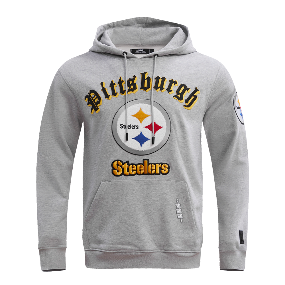 NFL PITTSBURGH STEELERS OLD ENGLISH MEN S PO HOODIE HEATHER GREY Pro Standard