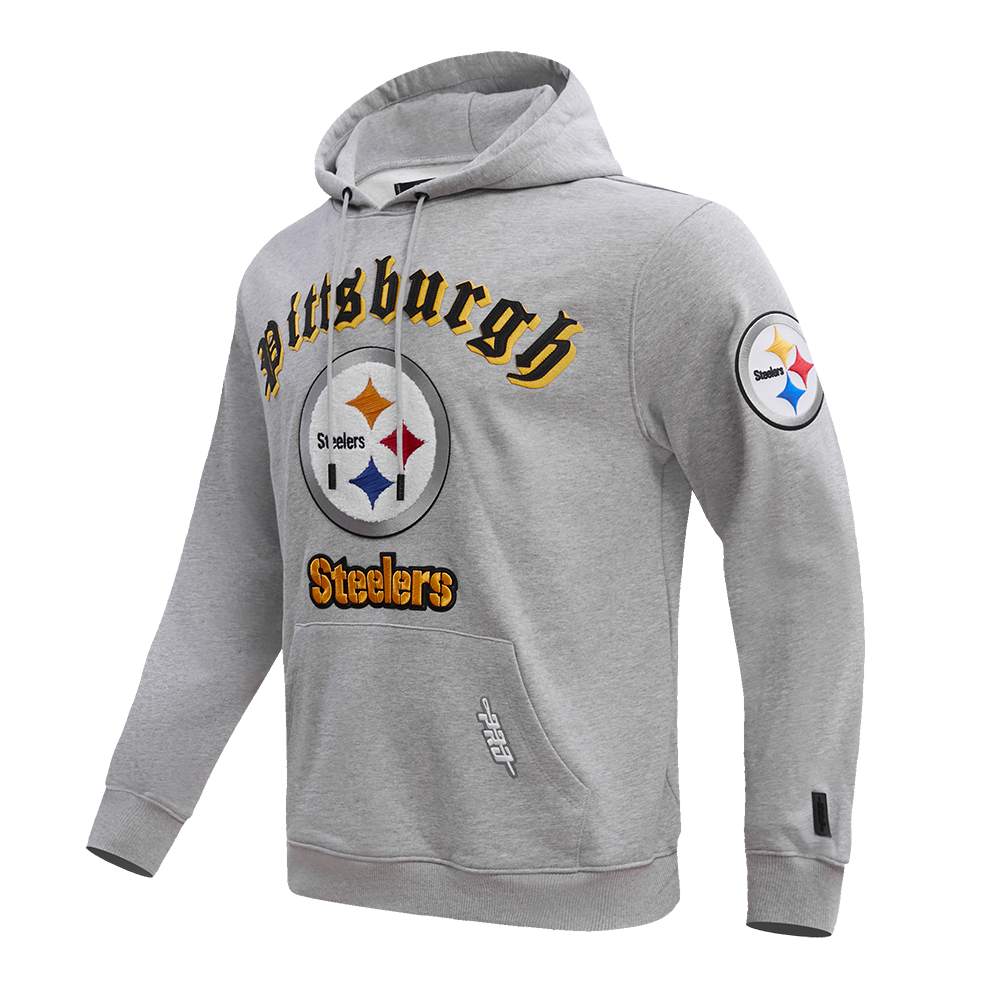 NFL PITTSBURGH STEELERS OLD ENGLISH MEN S PO HOODIE HEATHER GREY Pro Standard