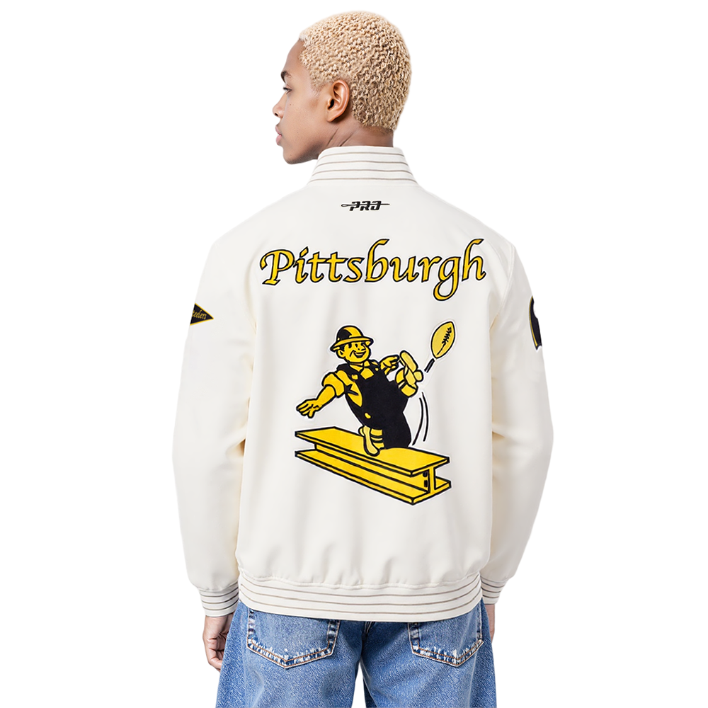 NFL PITTSBURGH STEELERS PRO GAME DAY RETRO JACKET (EGGSHELL/TAUPE/EGGSHELL)