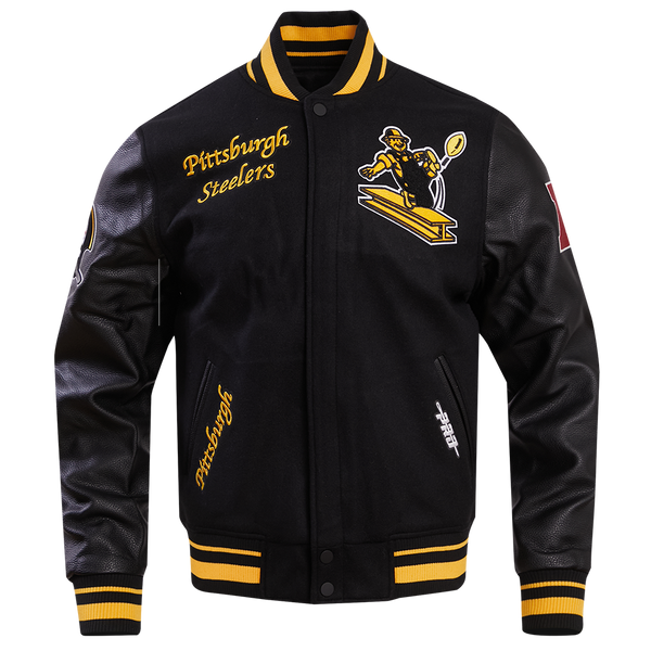 PITTSBURGH STEELERS MASH UP SATIN JACKET (BLACK/YELLOW)