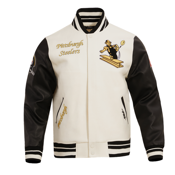 Wool/Leather Pittsburgh Steelers Mash Up Varsity Jacket - Jackets