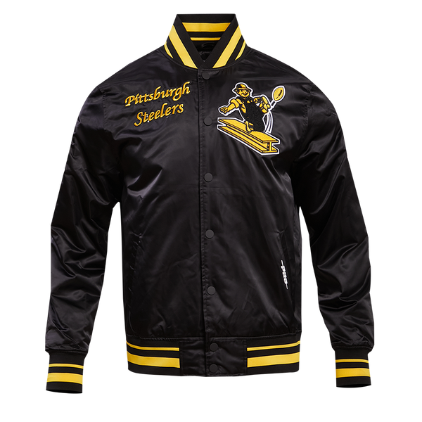 NFL PITTSBURGH STEELERS RETRO CLASSIC MEN'S RIB SATIN JACKET (BLACK/YE –  Pro Standard