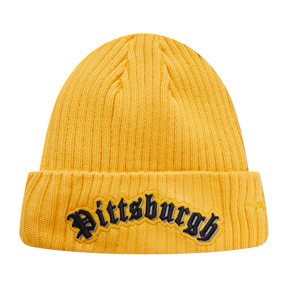 NFL PITTSBURGH STEELERS OLD ENGLISH UNISEX BEANIE YELLOW Pro Standard
