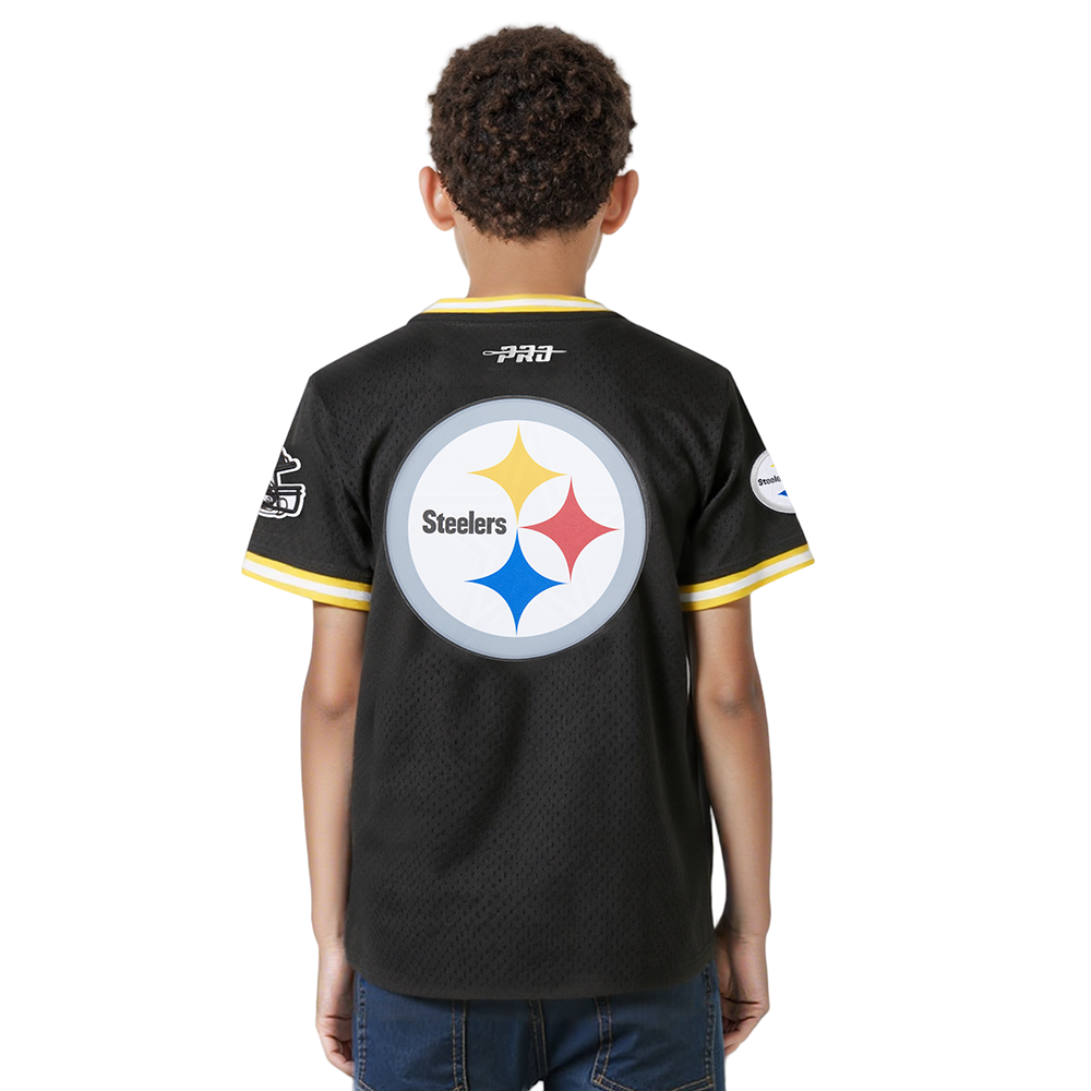 NFL PITTSBURGH STEELERS CLASSIC BIG BOYS SHORT SLEEVE MESH TEE (BLACK/YELLOW)
