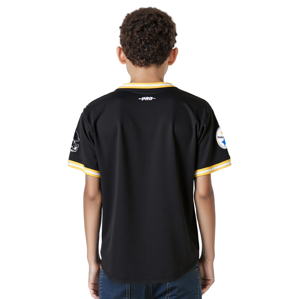 NFL PITTSBURGH STEELERS CLASSIC BIG BOYS SHORT SLEEVE STRIPED RIB TEE (BLACK/YELLOW)