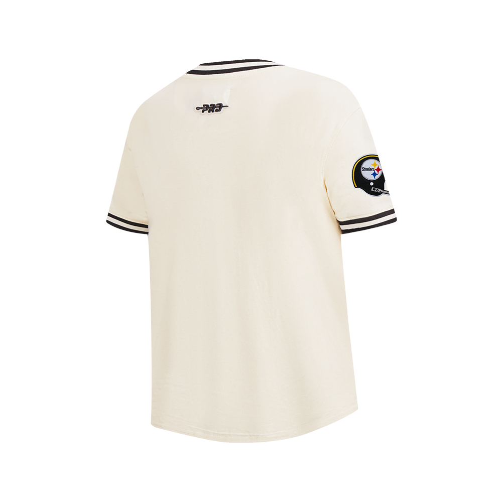 NFL PITTSBURGH STEELERS RETRO CLASSIC BIG BOY'S SS STRIPED RIB TEE (EGGSHELL/ BLACK)