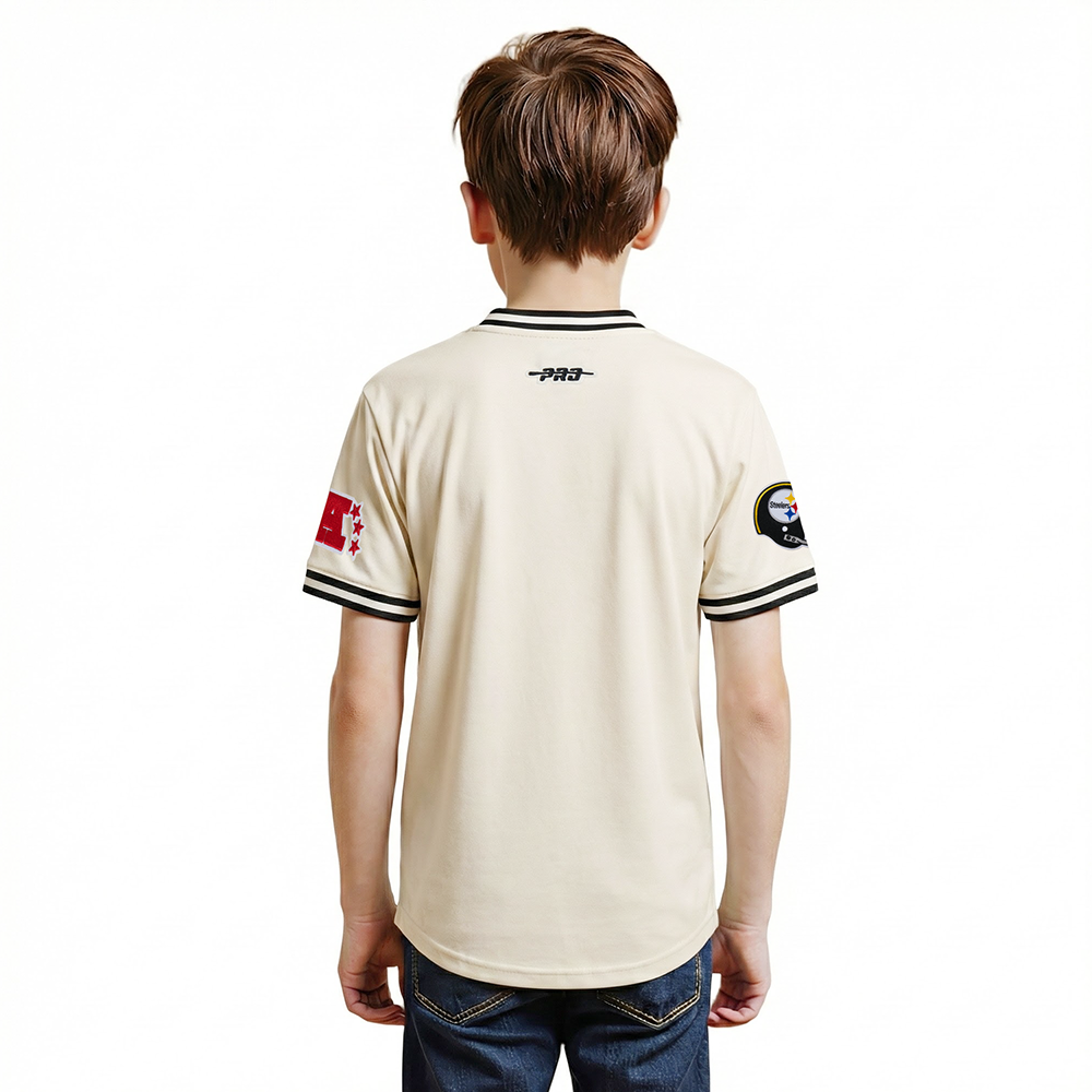 NFL PITTSBURGH STEELERS RETRO CLASSIC BIG BOY'S SS STRIPED RIB TEE (EGGSHELL/ BLACK)