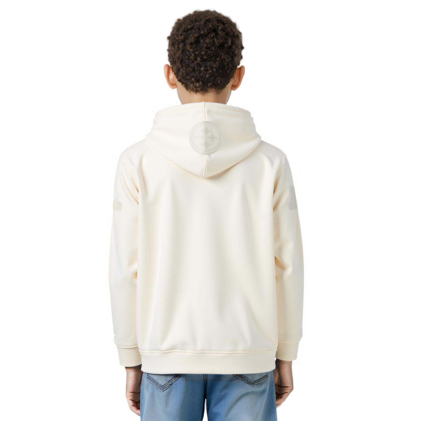 NFL PITTSBURGH STEELERS NEUTRAL BIG BOYS FLEECE PULLOVER HOODIE (EGGSHELL)