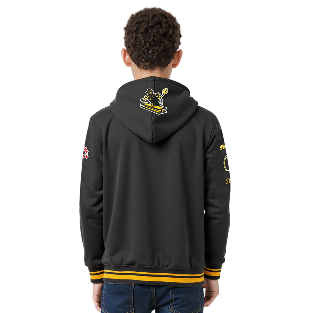 NFL PITTSBURGH STEELERS RETRO CLASSIC BIG BOYS RIB FLEECE PULLOVER HOODIE (BLACK/YELLOW)
