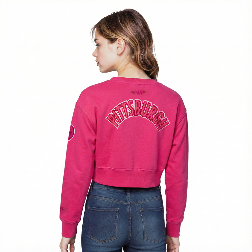 NFL PITTSBURGH STEELERS TRIPLE PINK BIG GIRLS FLEECE CREWNECK (BEETROOT PURPLE)