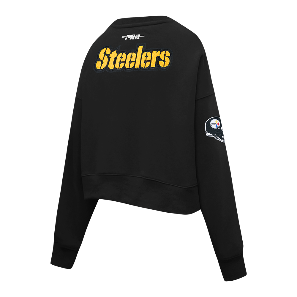 NFL PITTSBURGH STEELERS T.J. WATT #90 CLASSIC PNN WOMEN'S FLC CREWNECK (BLACK)