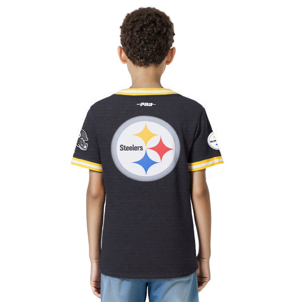 NFL PITTSBURGH STEELERS CLASSIC LITTLE BOYS SHORT SLEEVE MESH TEE (BLACK/YELLOW)
