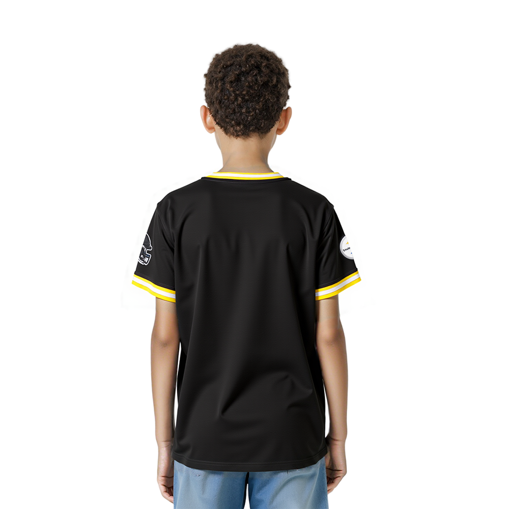 NFL PITTSBURGH STEELERS CLASSIC LITTLE BOYS SHORT SLEEVE STRIPED RIB TEE (BLACK/YELLOW)