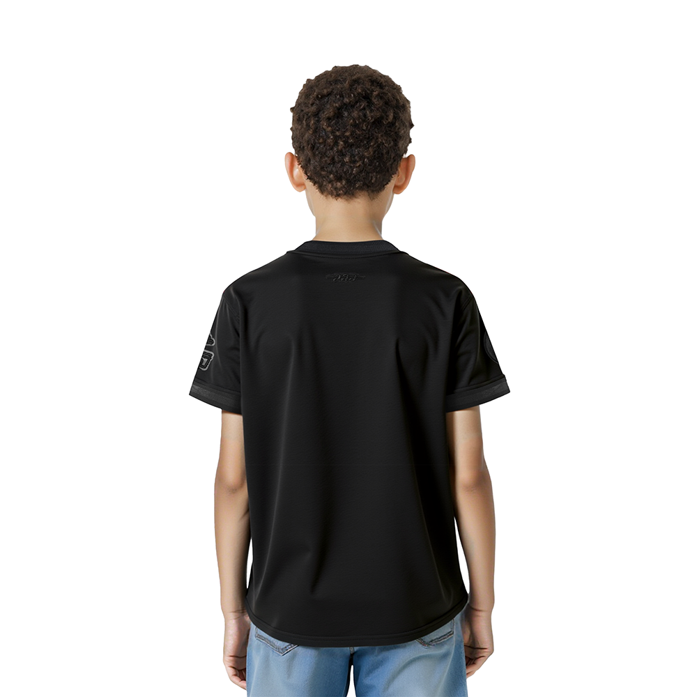 NFL PITTSBURGH STEELERS TRIPLE BLACK LITTLE BOYS SHORT SLEEVE STRIPED RIB TEE (JET BLACK)