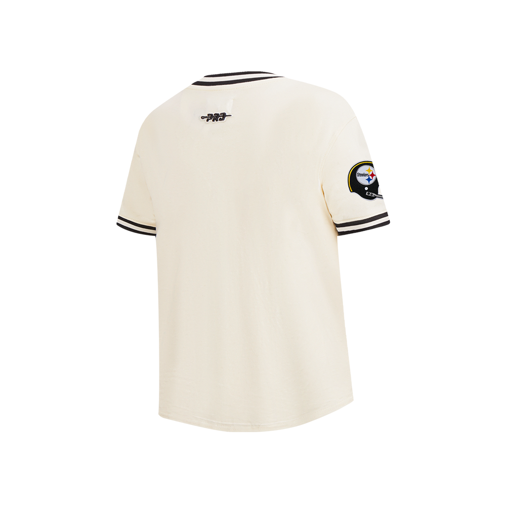 NFL PITTSBURGH STEELERS RETRO CLASSIC LITTLE BOY'S SS STRIPED RIB TEE (EGGSHELL/ BLACK)