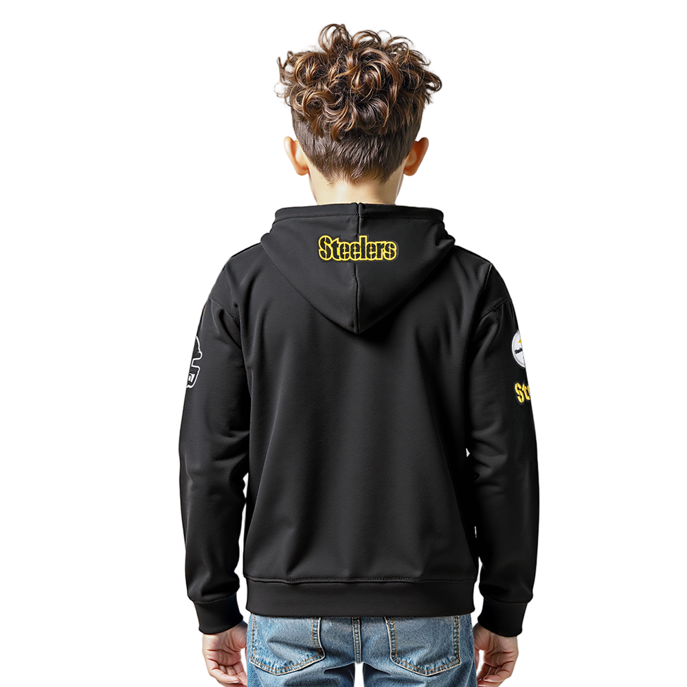 NFL PITTSBURGH STEELERS CLASSIC LITTLE BOYS FLEECE PULLOVER HOODIE (BLACK)