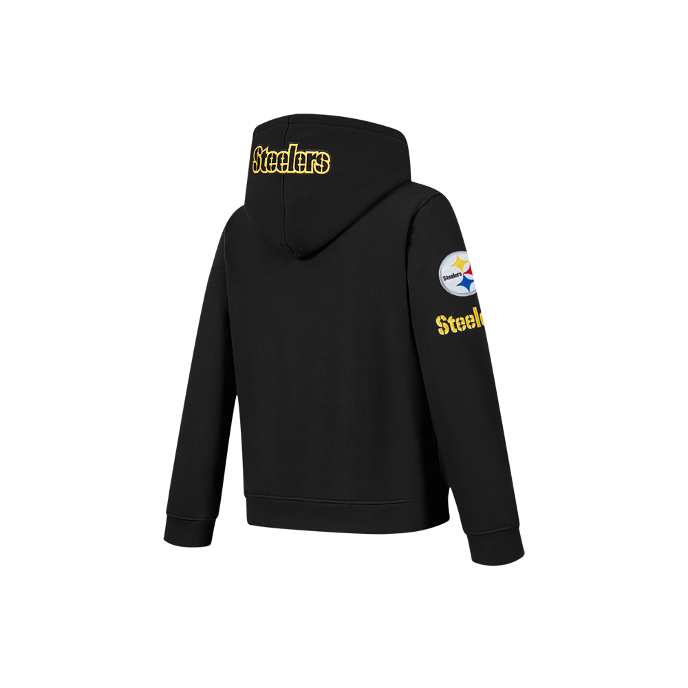 NFL PITTSBURGH STEELERS CLASSIC LITTLE BOY'S FLC FZ HOODIE (BLACK)