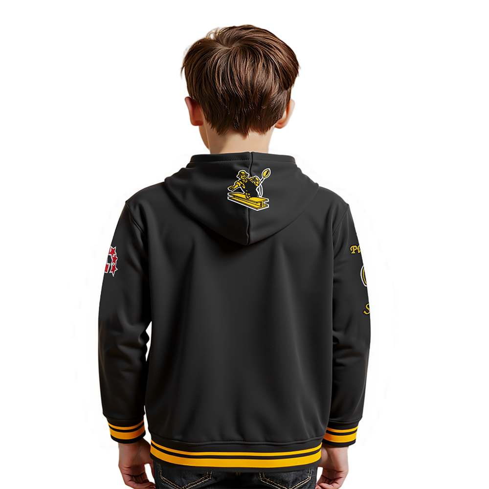 NFL PITTSBURGH STEELERS RETRO CLASSIC LITTLE BOYS RIB FLEECE PULLOVER HOODIE (BLACK/YELLOW)