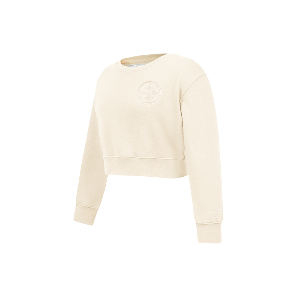 NFL PITTSBURGH STEELERS NEUTRAL LITTLE GIRLS FLEECE CREWNECK (EGGSHELL)