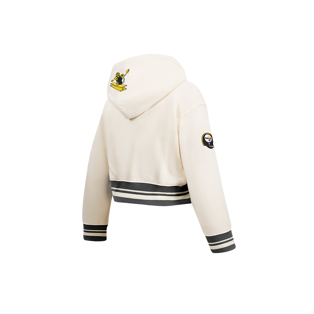 NFL PITTSBURGH STEELERS RETRO CLASSIC LITTLE GIRL'S RIB FLC PO HOODIE (EGGSHELL/ BLACK)