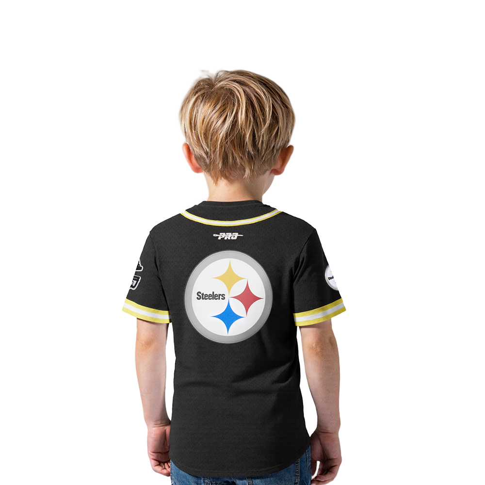 NFL PITTSBURGH STEELERS CLASSIC TODDLER BOYS MESH BUTTON DOWN SHIRT (BLACK/YELLOW)