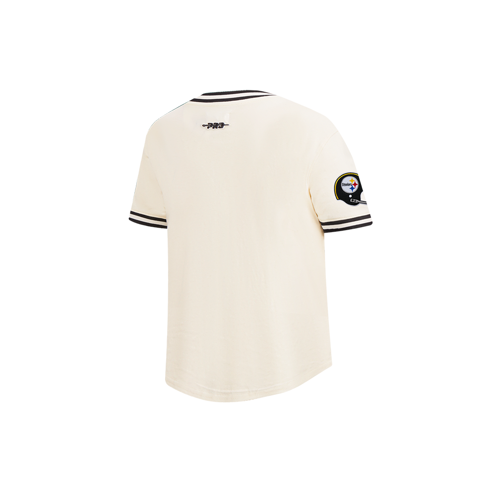 NFL PITTSBURGH STEELERS RETRO CLASSIC TODDLER BOY'S SS STRIPED RIB TEE (EGGSHELL/ BLACK)