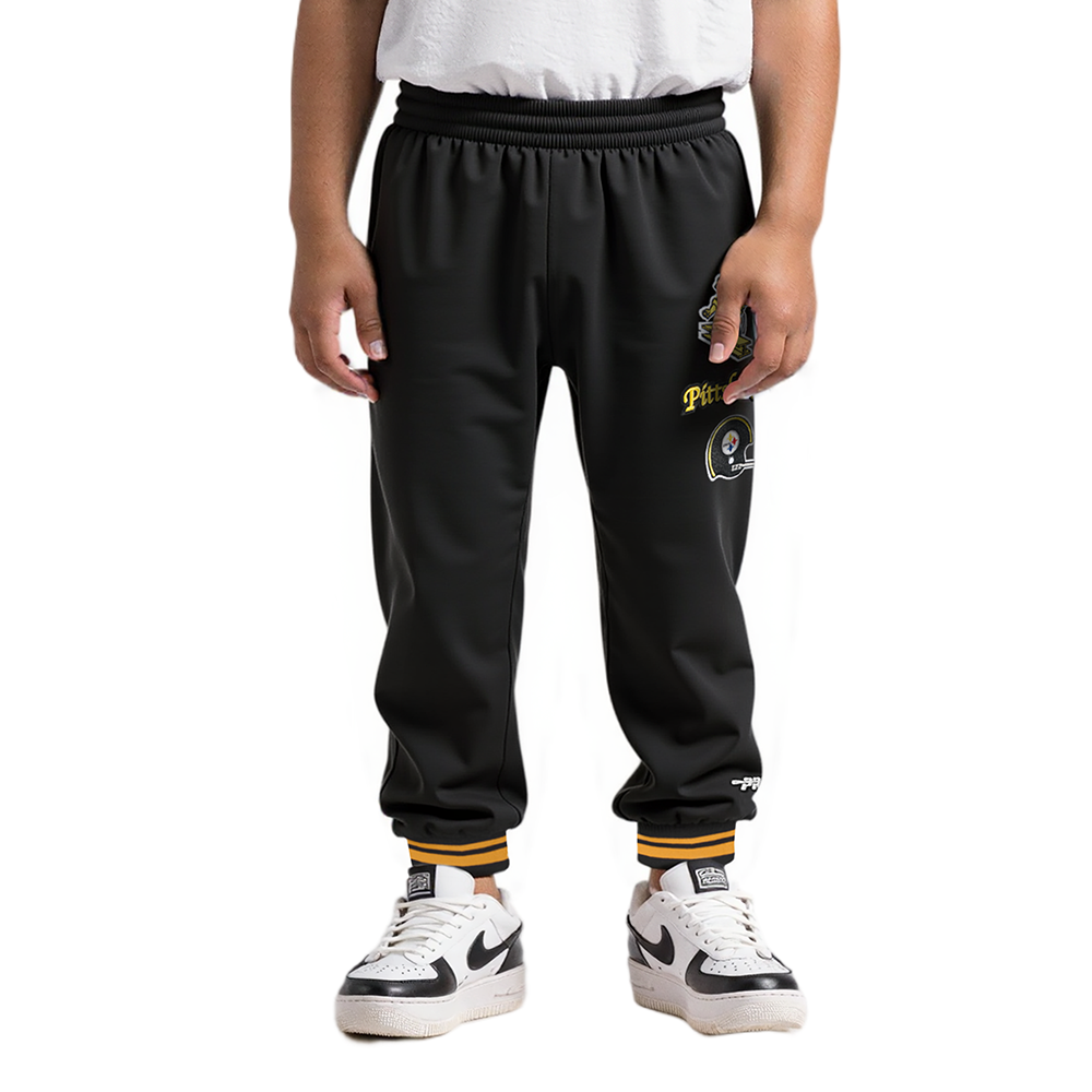 NFL PITTSBURGH STEELERS RETRO CLASSIC TODDLER BOYS RIB WOOL VARSITY JACKET (BLACK/YELLOW)