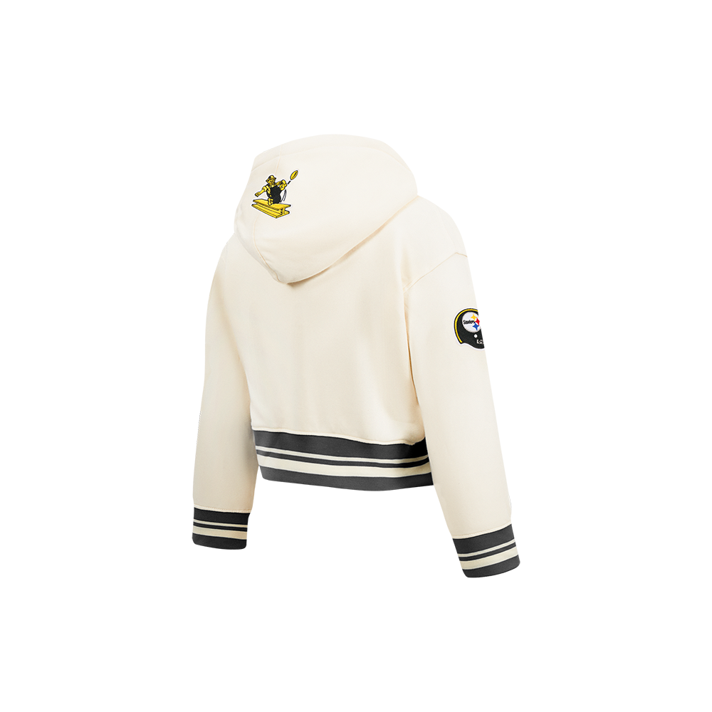 NFL PITTSBURGH STEELERS RETRO CLASSIC TODDLER GIRL'S RIB FLC PO HOODIE (EGGSHELL/ BLACK)
