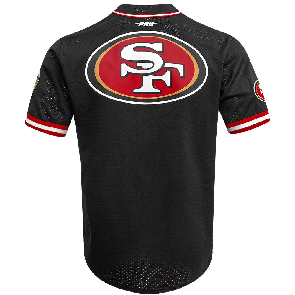 NFL SAN FRANCISCO 49ERS CLASSIC MEN S MESH BUTTON DOWN JERSEY BLACK R NFL SAN FRANCISCO 49ERS CLASSIC MEN S MESH BUTTON DOWN JERSEY BLACK R